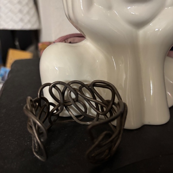 Vintage Silver Cuff Bracelet Retro abstract Glam - Picture 4 of 7